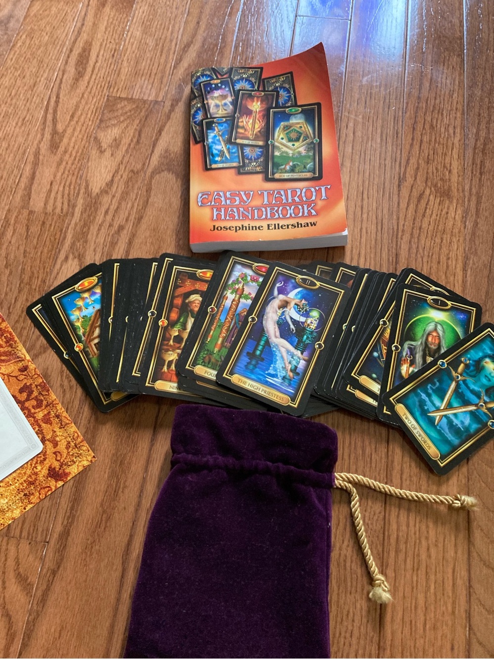 Easy Tarot Card Set with Handbook and velvet purple carrying pouch